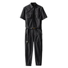 Men's High Streetwear Stylish Workwear Jumpsuit - Black - HEYFANCYSTYLE