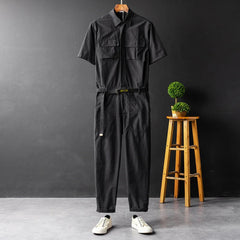 Men's High Streetwear Stylish Workwear Jumpsuit - Black