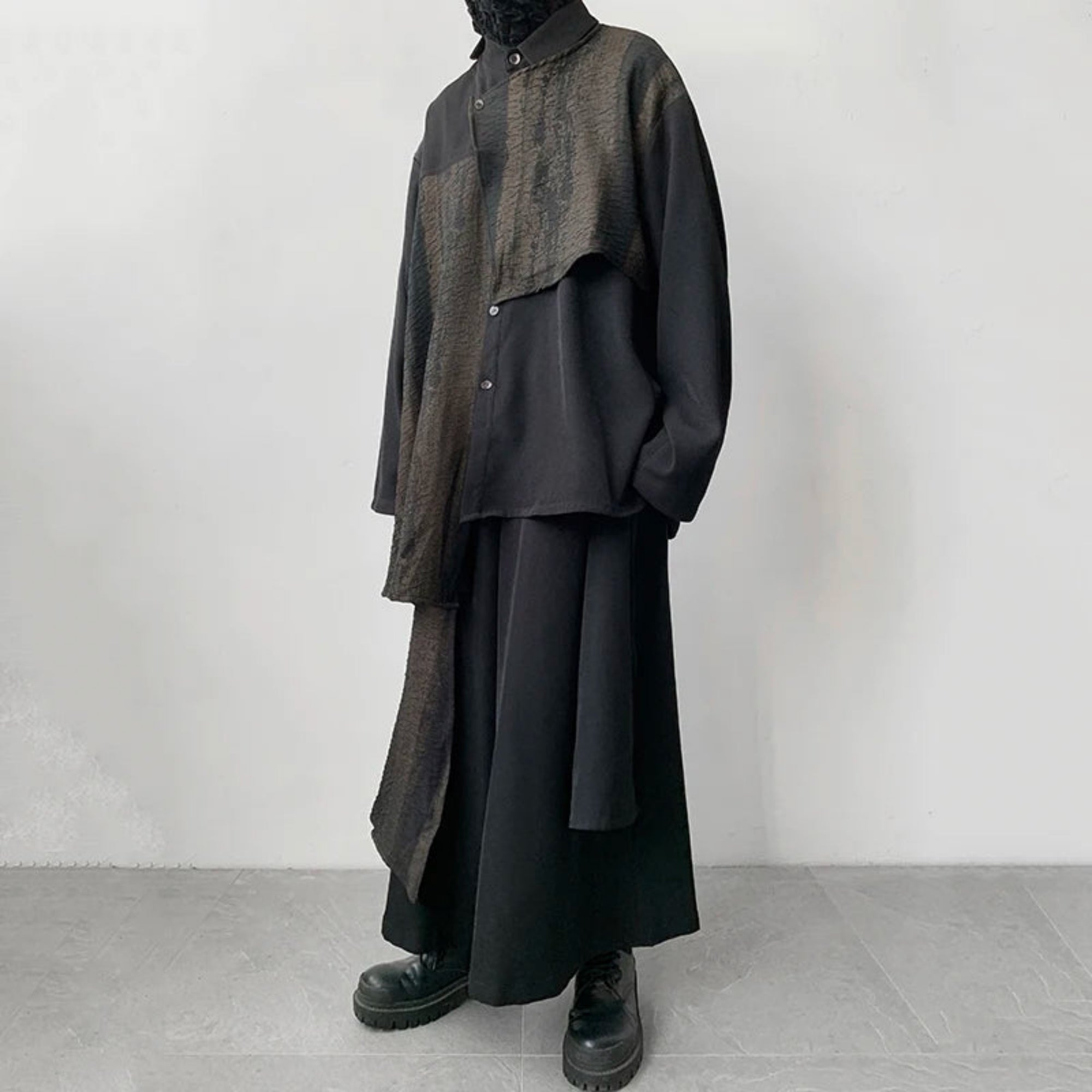 Men's Japanese Luxury Wide-Leg Pants 2-Piece Set