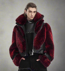 Men's Luxury Faux Fur Vegan Leather Biker Jacket HEYFANCYSTYLE