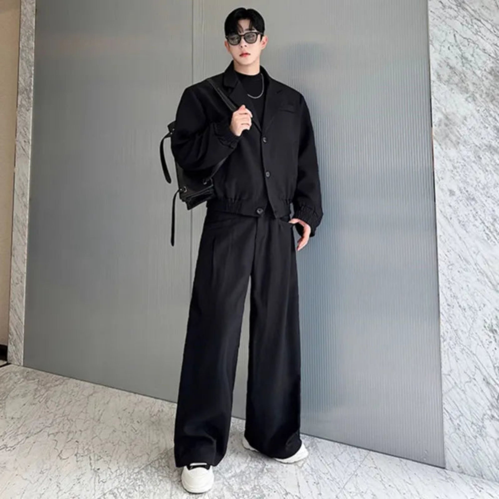 Men's Premium Relaxed Fit Jacket & Trousers HEYFANCYSTYLE - Black