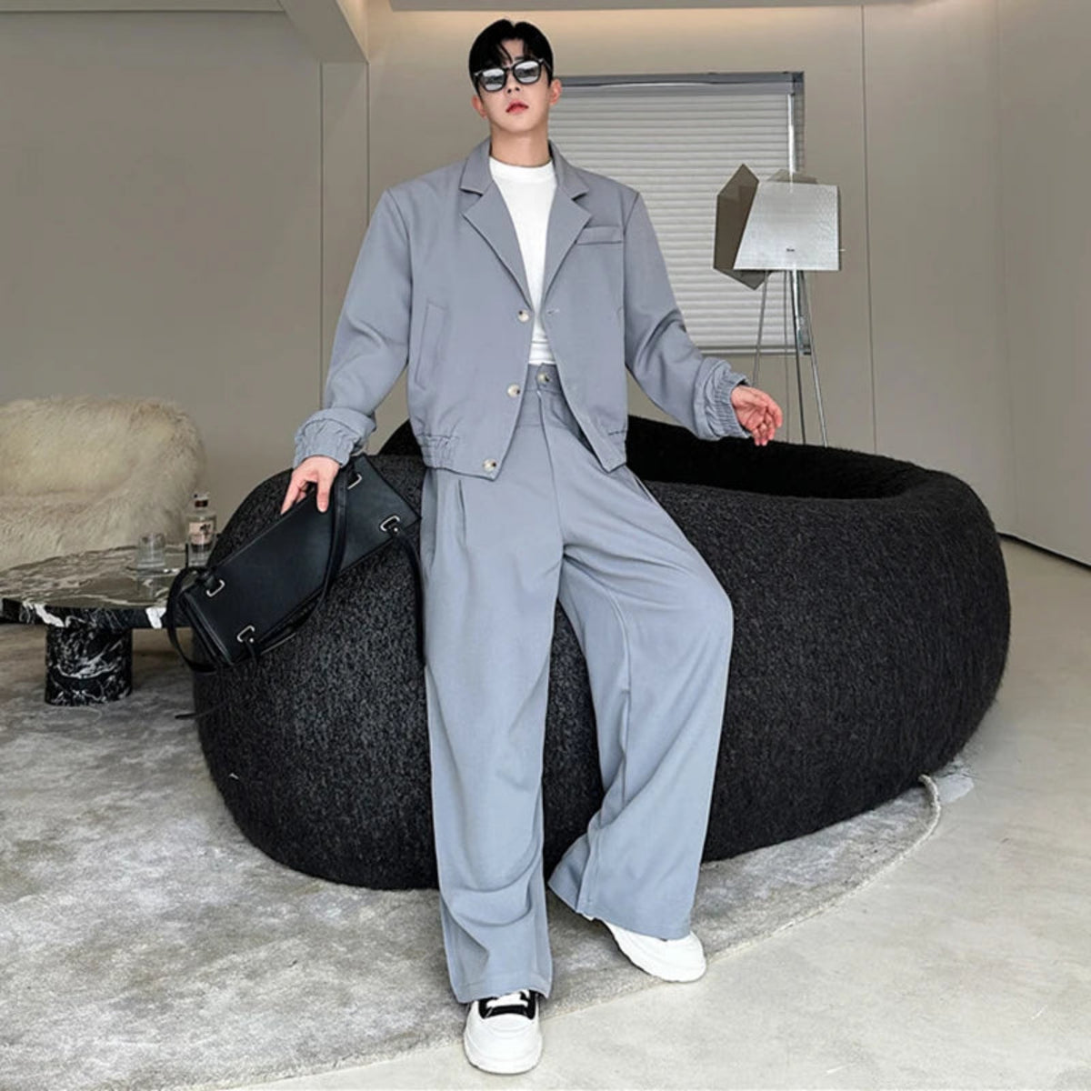 Men's Premium Relaxed Fit Jacket & Trousers HEYFANCYSTYLE - Gray