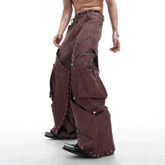 Men's Western Suede Cargo Baggy Pants