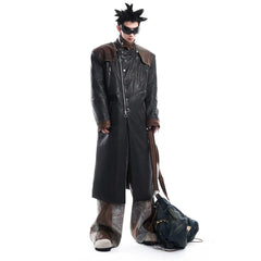 Men's Xander Faux Leather Long Trench Coat