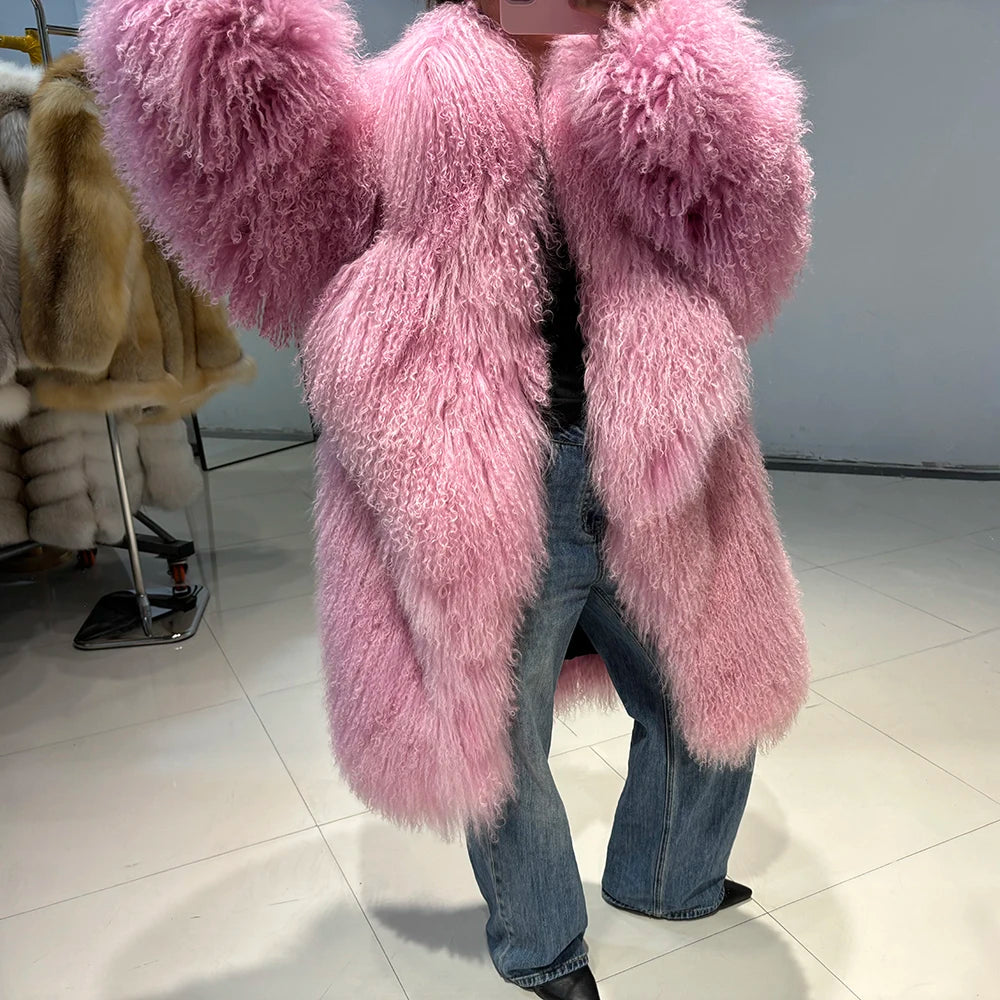 Mongolian Wool Coat - Pink