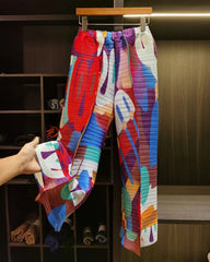 Multicolor Palazzo Pleated Pants