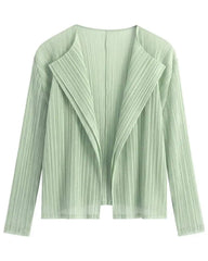 Open Front Plisse Cardigan