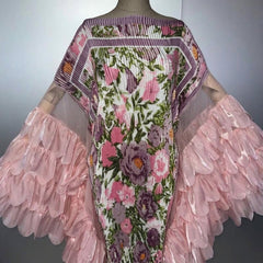 Organza Plissé Petal Cape Dress