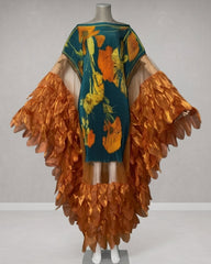 Organza Plissé Petal Cape Dress