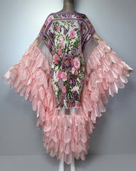 Organza Plissé Petal Cape Dress