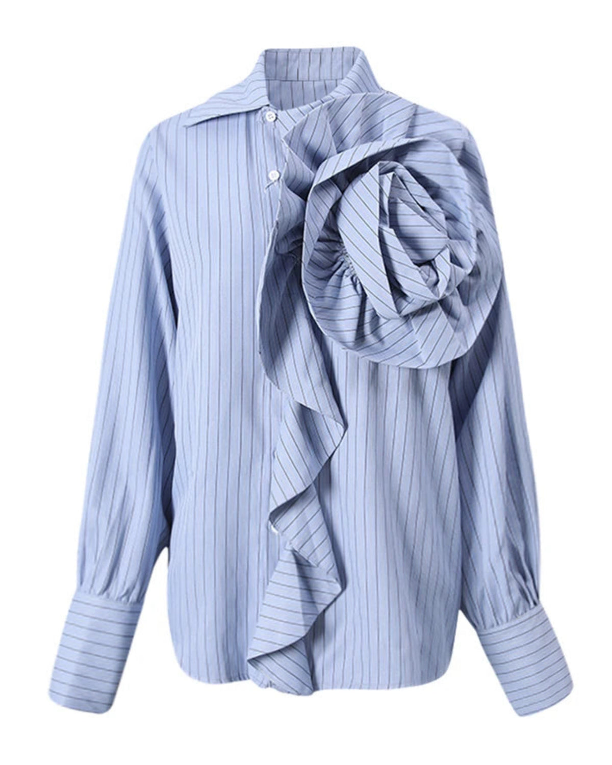 Oversized Pinstriped Button-Down Blouse | Luxury Work, Travel, Formal, Cocktail