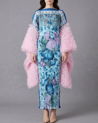 Luxury Floral Pleated Kaftan
