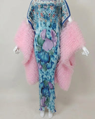 Luxury Floral Pleated Kaftan