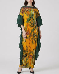 Cascading Sleeves Plissé Kaftan