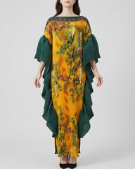 Cascading Sleeves Plissé Kaftan