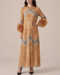 Geometric Ruffle Pleated Dress