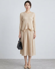 Formal Plissé Peplum Skirt Set