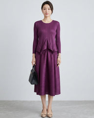 Formal Plissé Peplum Skirt Set