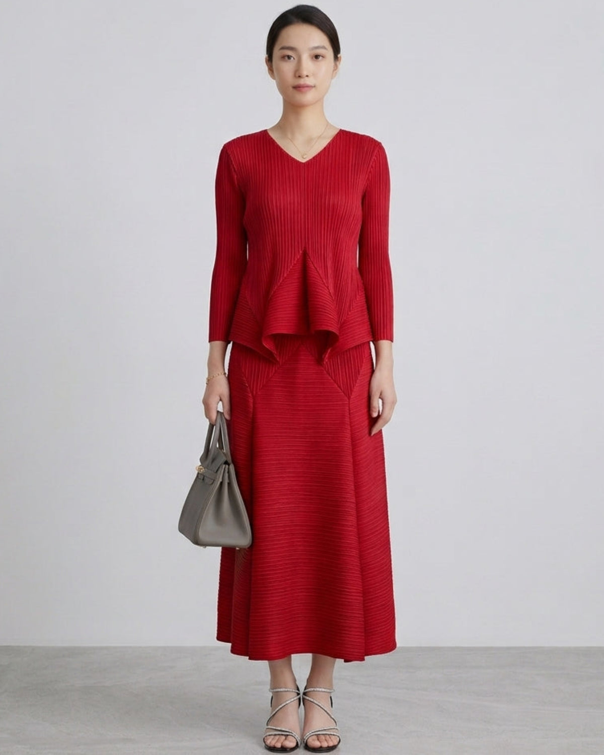 Elegant Plissé Two-Piece Skirt Set