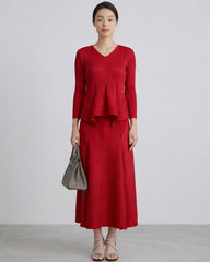 Formal Plissé Peplum Skirt Set