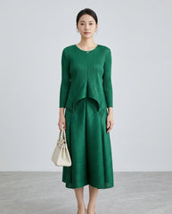 Formal Plissé Peplum Skirt Set