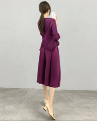 Formal Plissé Peplum Skirt Set