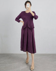Formal Plissé Peplum Skirt Set