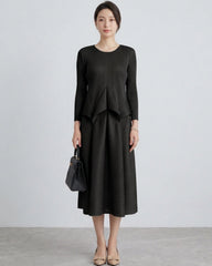 Formal Plissé Peplum Skirt Set