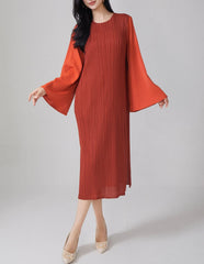 Petite Church Midi Dress Pleated Bell Sleeve