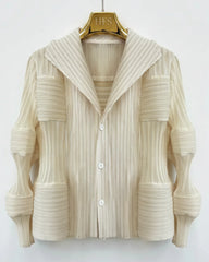 Petite Japanese Pleats Plisse 3D Sculpted Button-Front Jacket
