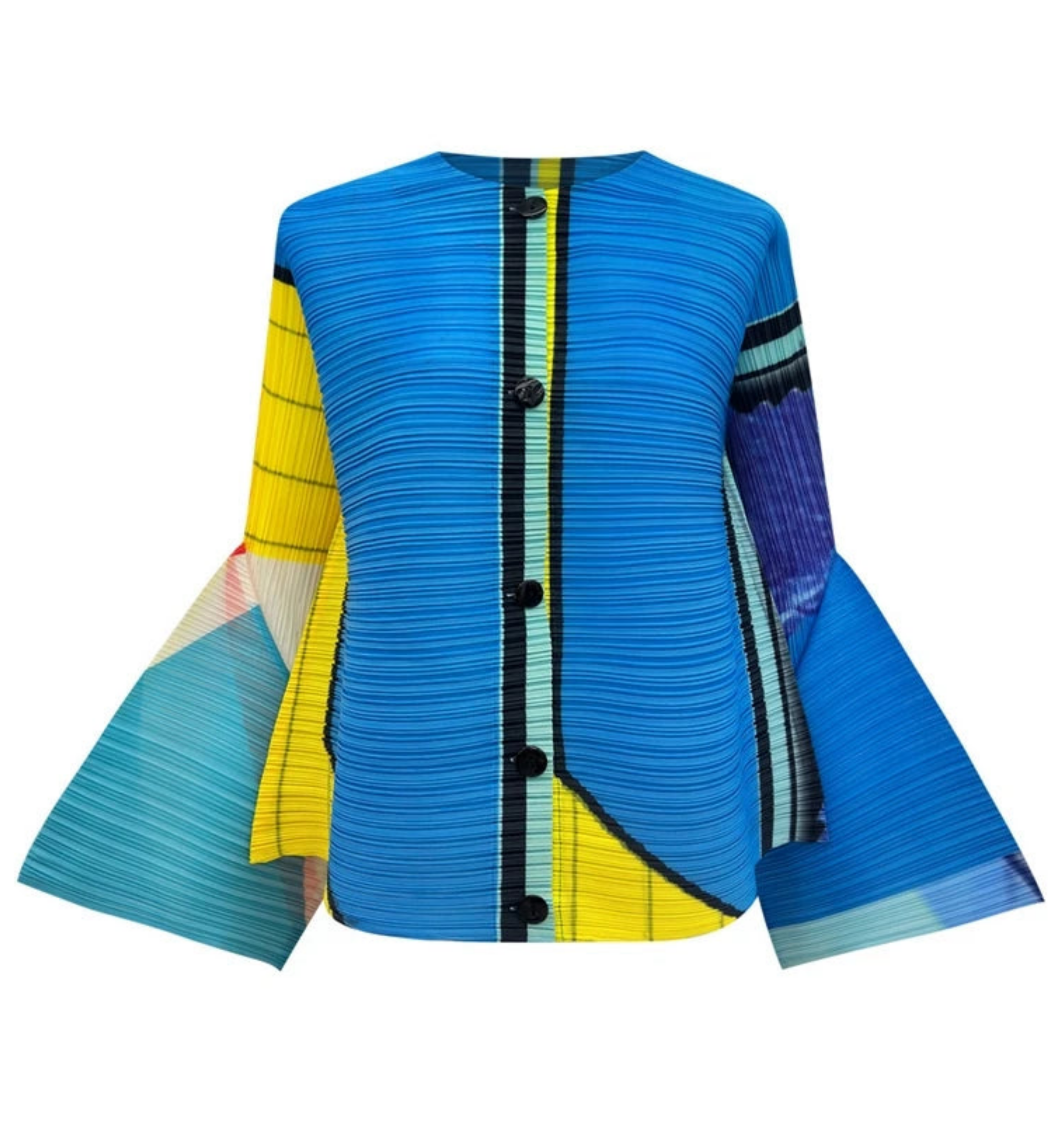 Petite Luxury Plissé Pleated Cropped Cardigan Top Women