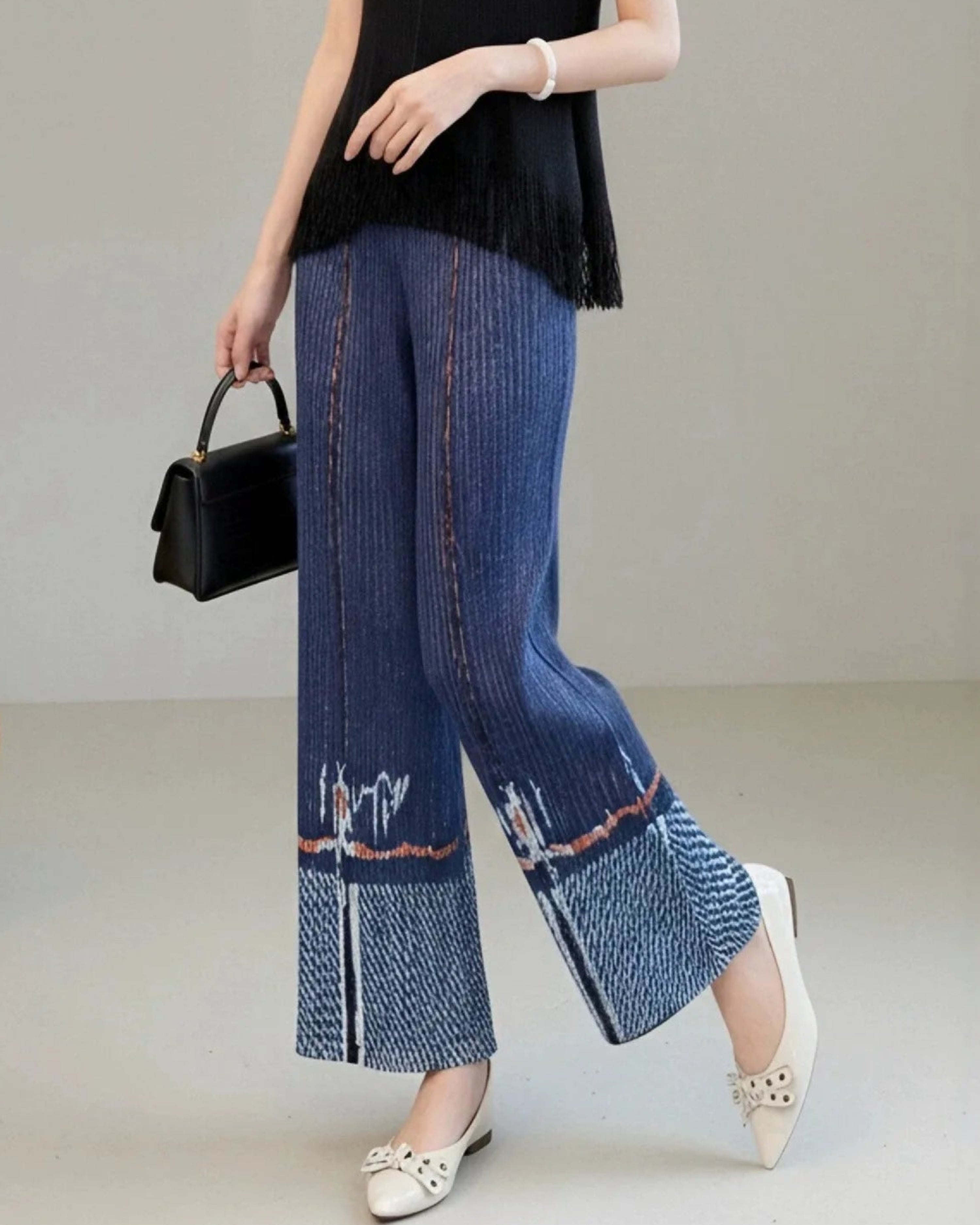 Petite Pleated Plissé Pants Straight Leg