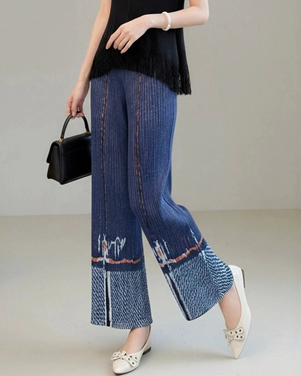 Petite Pleated Plissé Pants Straight Leg