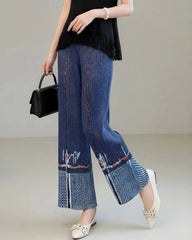 Petite Pleated Plissé Pants Straight Leg