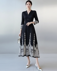 Petite Plissé Pleated Button-Front Collared Shirt Midi Dress