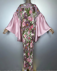 Petite Plissé Pleated Satin Sleeve Gown