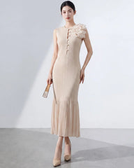 Pleated Crepe De Chine Dress