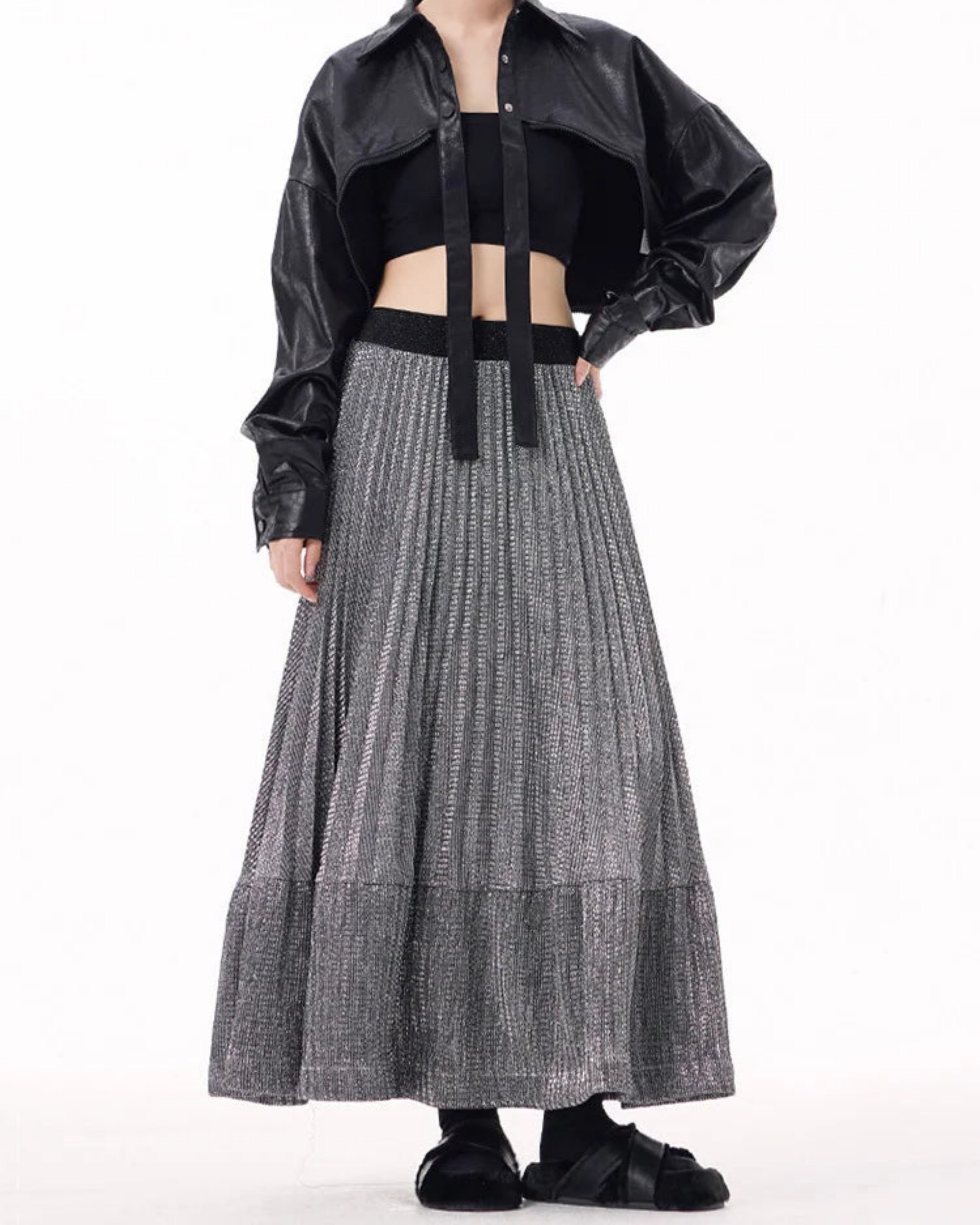 Pleated Crepe Maxi Skirt – Designer Formal Cruise Wear | HEYFANCYSTYLE
