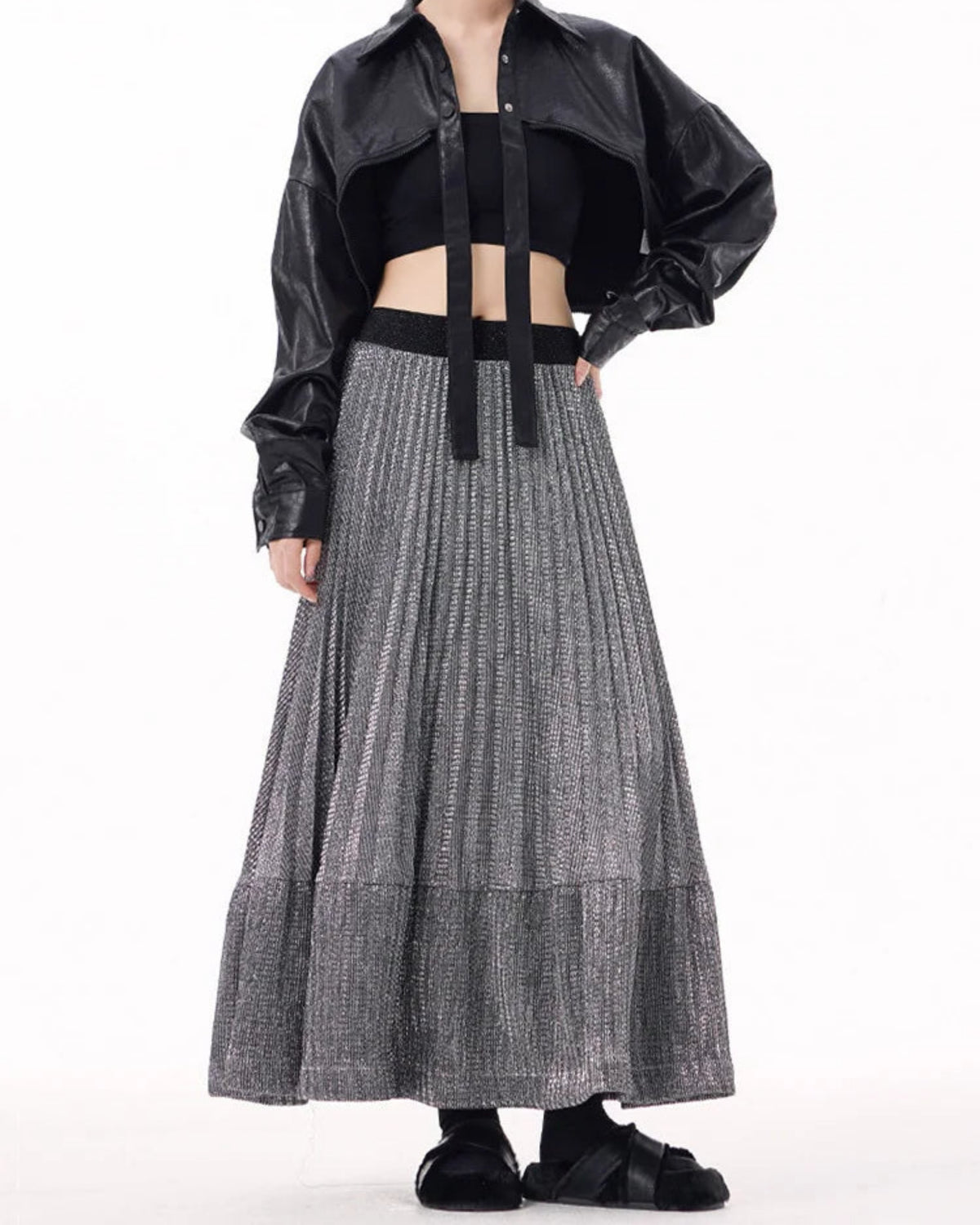 Pleated Crepe Maxi Skirt – Designer Formal Cruise Wear | HEYFANCYSTYLE