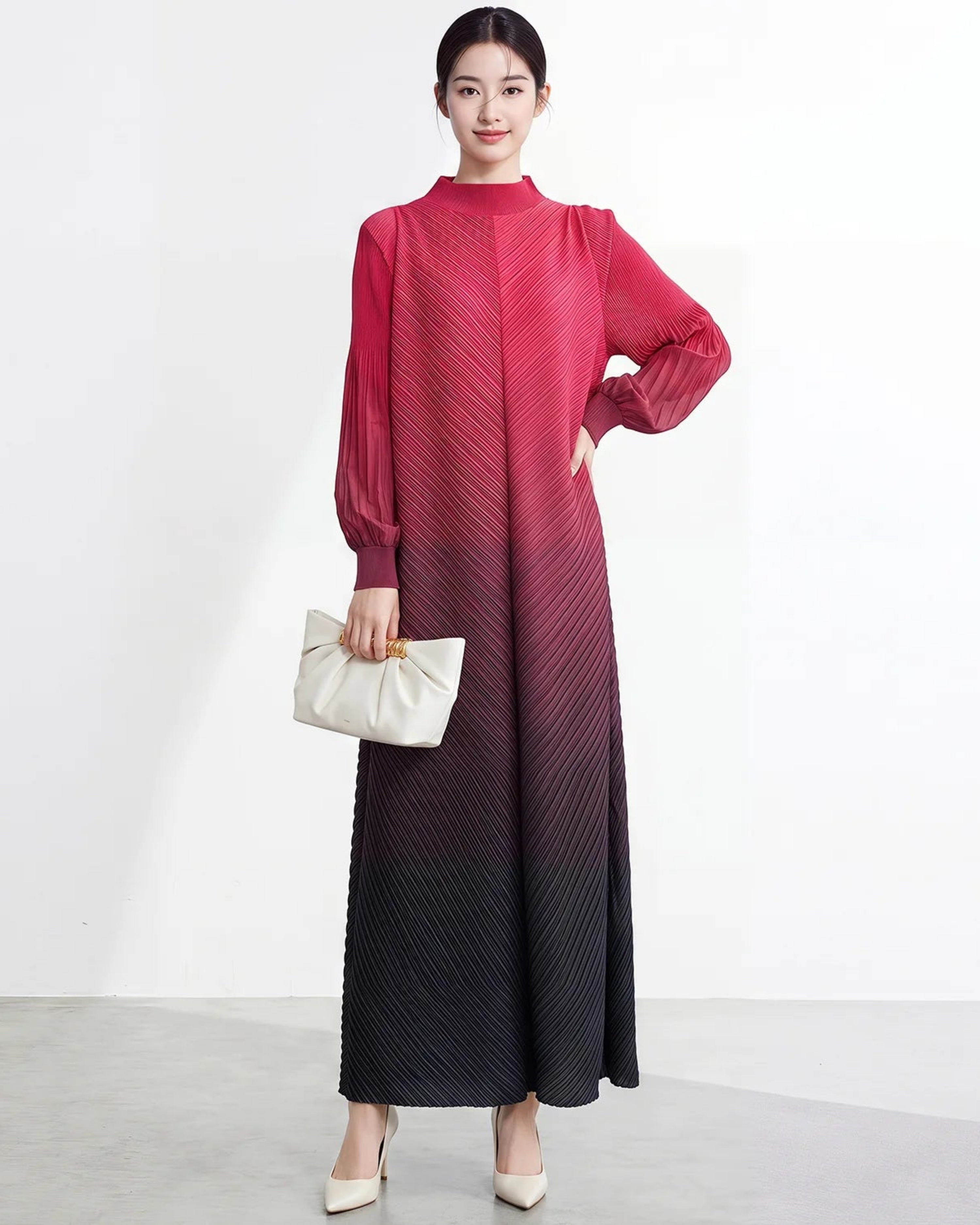Pleated Gradient Dress