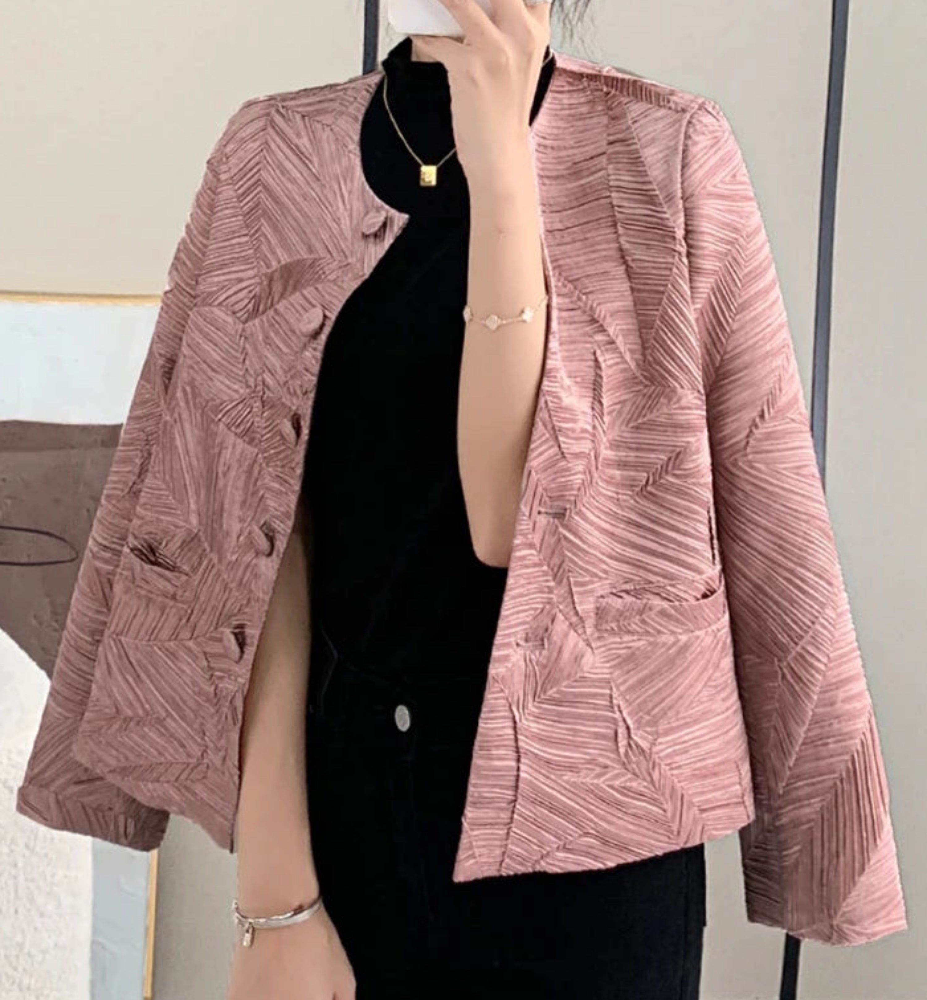 Pleated Japanese Designer Blazer Jacket Women's