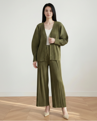 Pleated Palazzo Pant Suit Lightweight Travel – Petite Japanese-Designerv