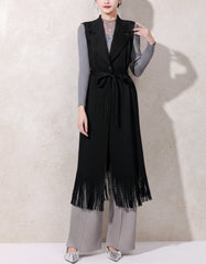 Pleated Plissé Longline Vest Women