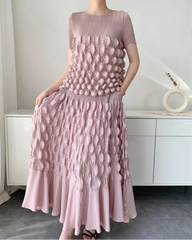 Pleated Plissé Top and Midi Skirt Set Women Petite-Friendly Travel Designer