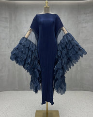 Luxury Plissé Winged Kaftan Dress