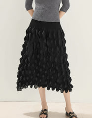 Pleats Luxury Plissé Midi Skirt | HEYFANCYSTYLE