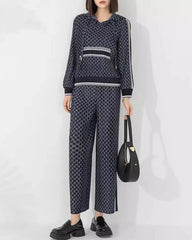 Pleats Plissé Pleated Hoodie Set | Luxury Work, Travel, Formal, Cruise | Wrinkle-Resistant