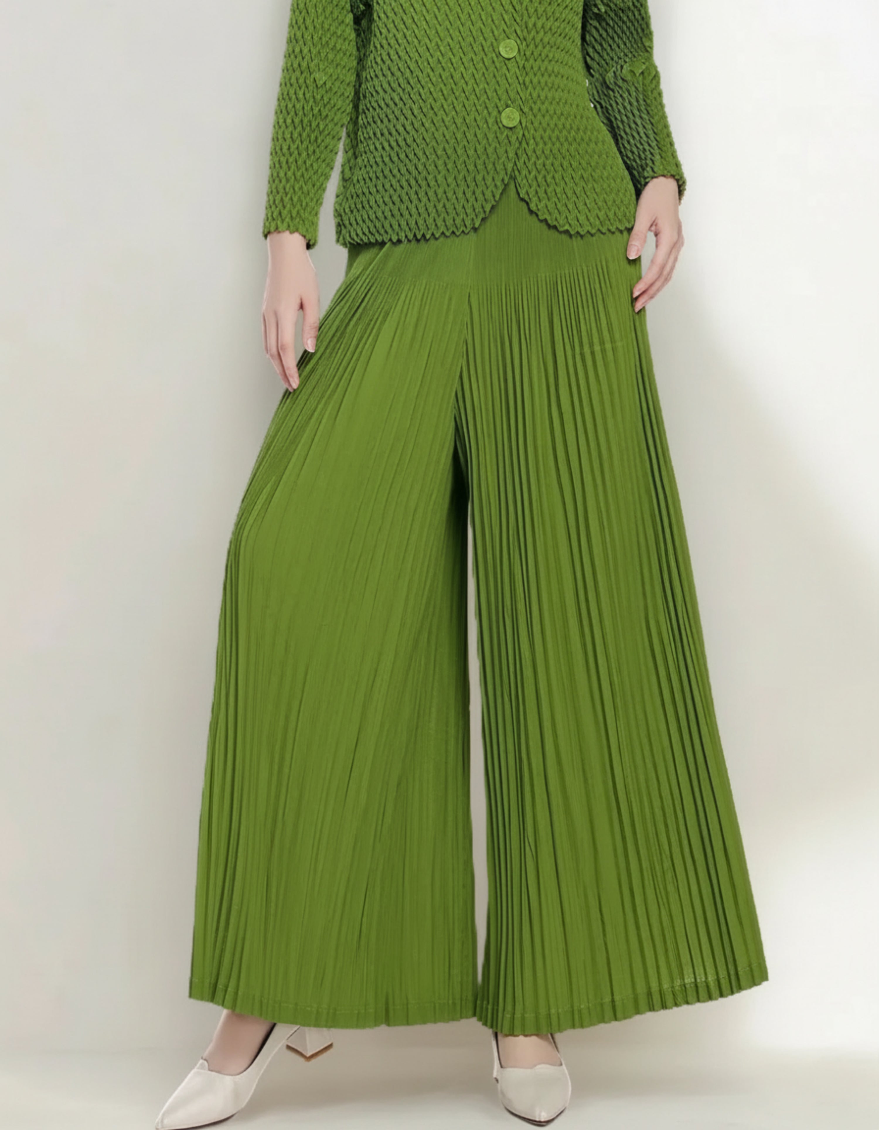 Pleats Plissé Pleated Wide Leg Pants