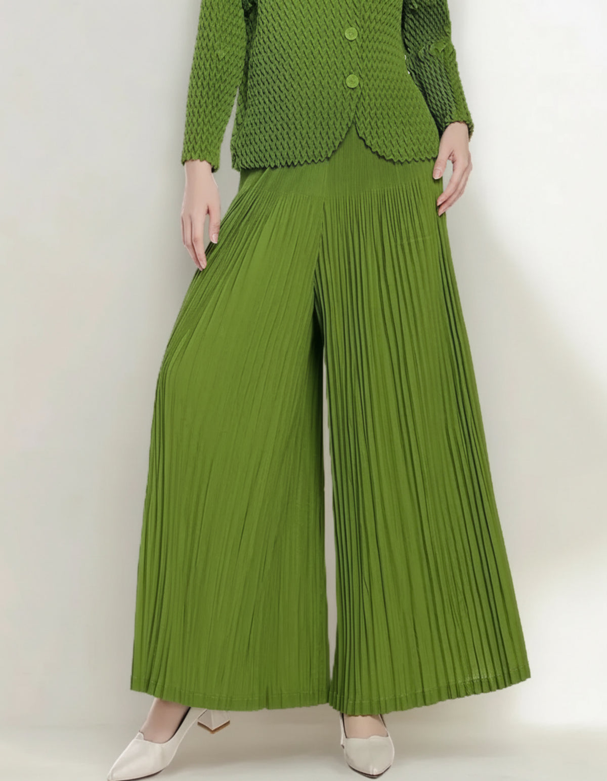 Pleats Plissé Pleated Wide Leg Pants