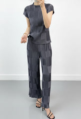 Pleats Style Petite Formal Matching Pant Set - Designer Plisse Travel Co-ord